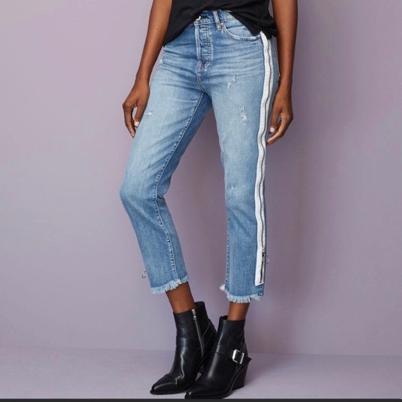 PISTOLA CHARLIE HIGH RISE STRAIGHT LEG, My Way, Side white zipper, Raw hem ๐ - Picture 1 of 17